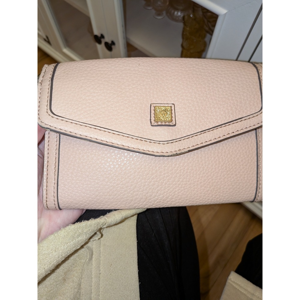 Pink Pebble Cross Body with Gold Emblem Anne Klein